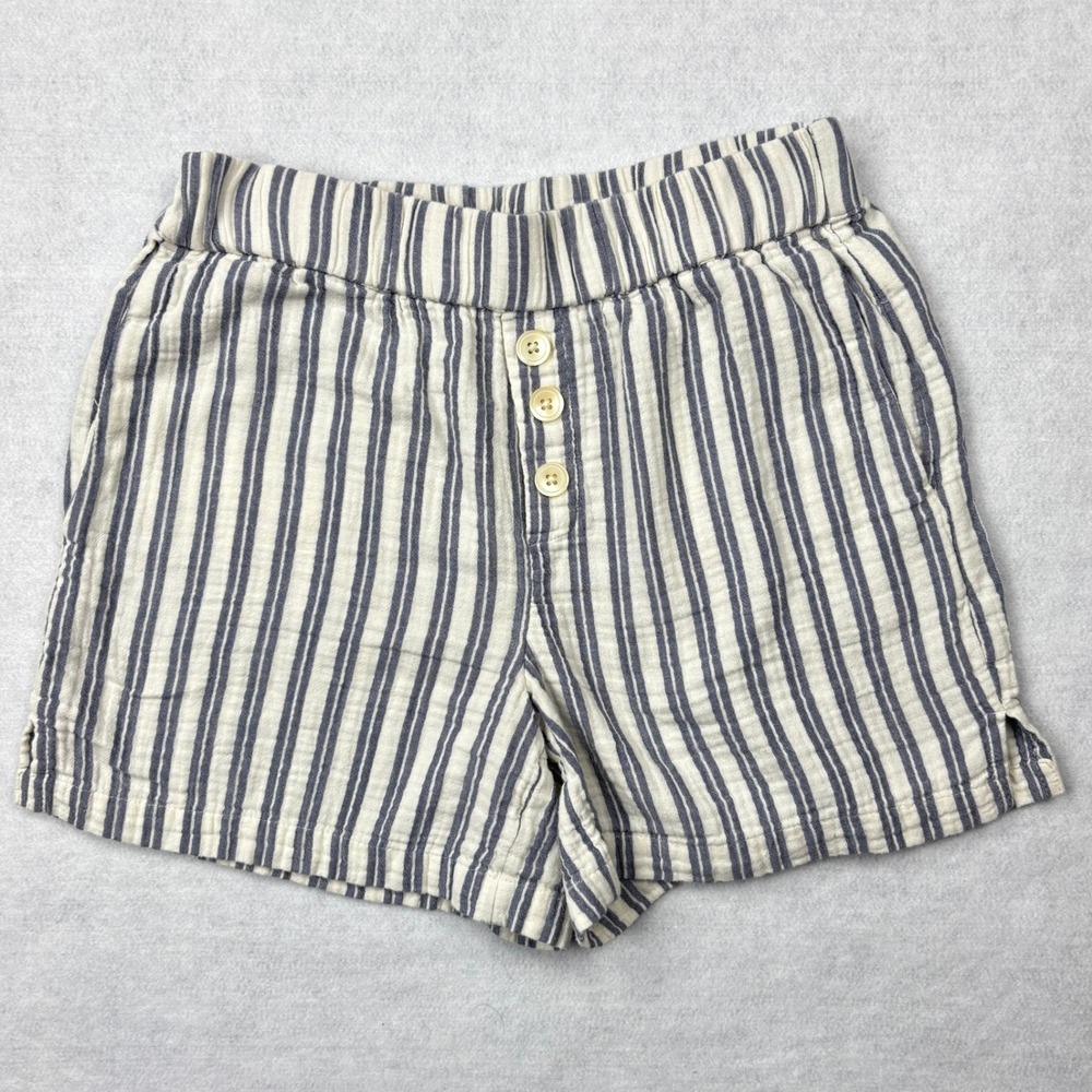 Madewell Creamy white and Navy Striped Linen-Blend Women’s Shorts Xxs